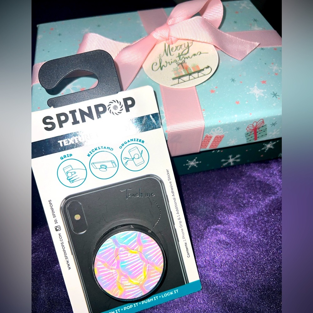 Iridescent Spin Pop iPhone accessory for easy holding Christmas Gift technology